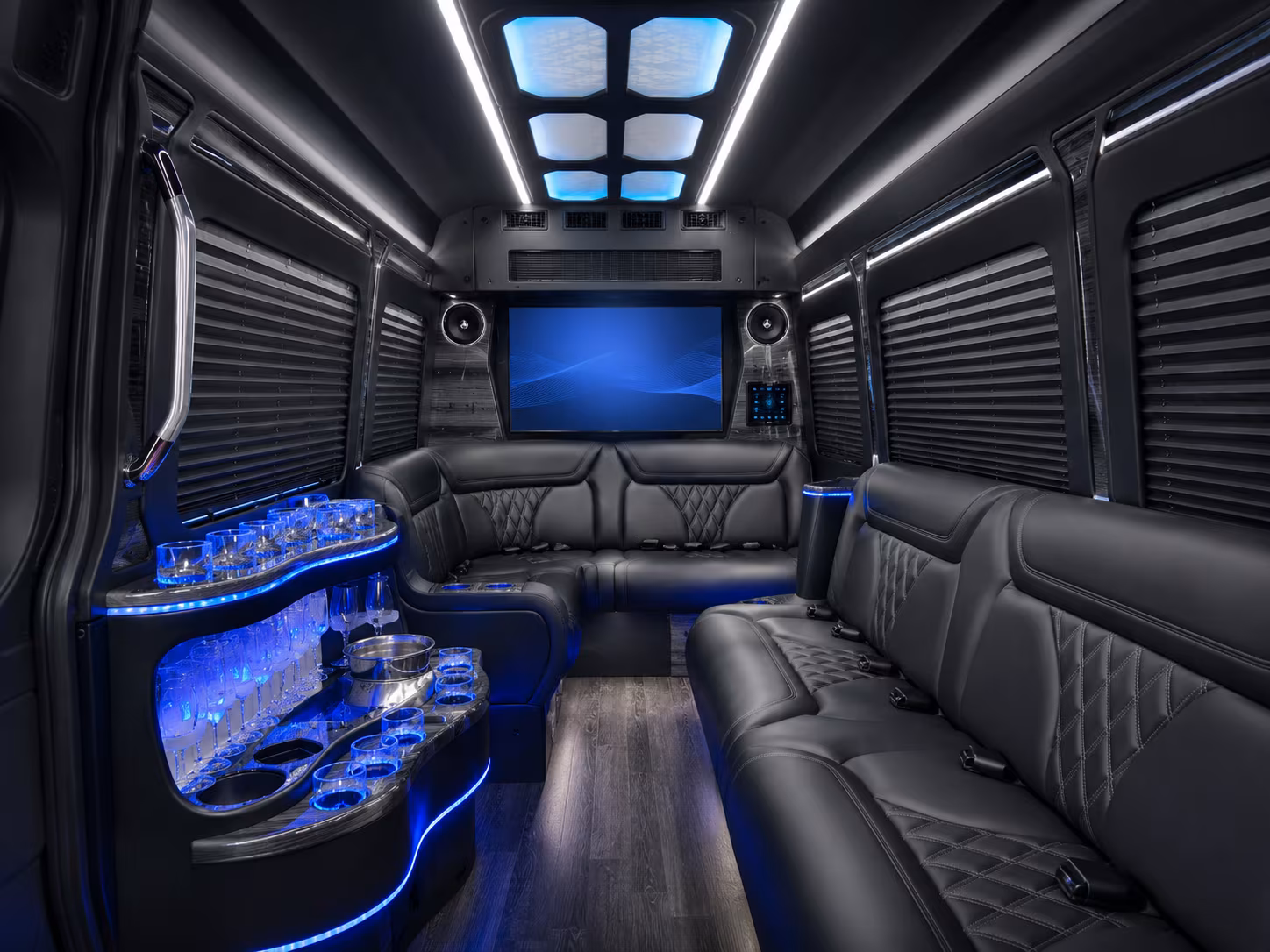 elk grove 40 passenger party bus interior